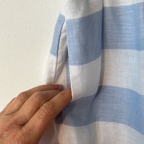 Kenar Linen Blue & White Striped Summer Skirt - Picture 4 of 6